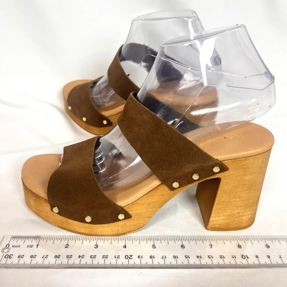 Ilaria Sartori Wooden Platform Suede Sandal Women's Size 38 US 7.5 Made In Italy